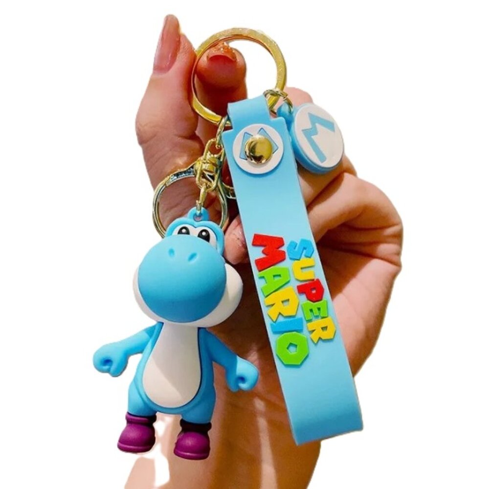 Blue Yoshi Super Mario 3D Figure Keychain Bag Charm